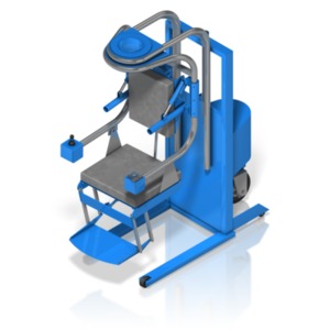 An HLPR (Home Lift, Position and Rehabilitation) chair used to lift a person who&#039;s legs are disabled, such as from a stroke.