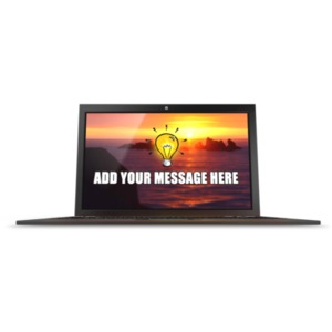 Customize the screen on this laptop using your own screenshot or simply change the text using our on-line tools.