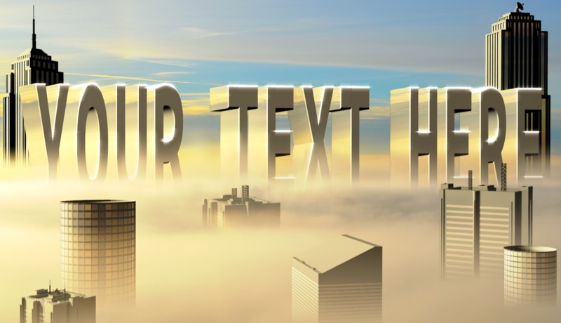 This Presentation Clipart shows a preview of City In The Clouds Custom Text