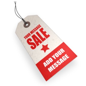 You can modify this sales tag with your own text and design using our on-line tools.