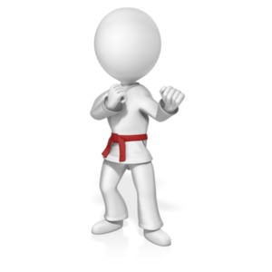 A stick figure in a martial arts uniform with a belt that you can change the color to the rank you desire.