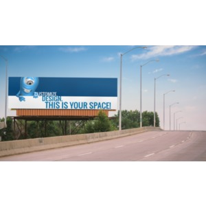 Customize this widescreen billboard sign with your own logos images and message using our on-line customization tools.