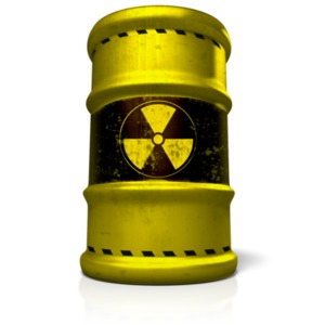 This clip art image shows a barrel with a radioactive symbol on it.