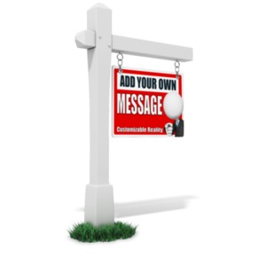 This custom design clip art shows a realtor sign that you can customize by add Your own text and images.