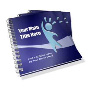 A stack of three spiral bound notebooks can be customized using our on-line tools.