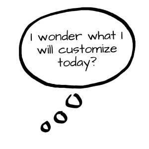 A thought bubble with custom text in the bubble.