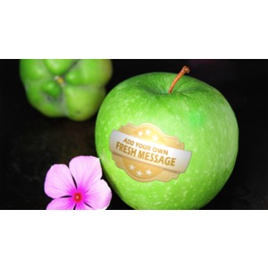 Change the text on this apple label to your own message using our on-line tools.