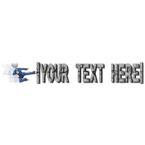 This custom text clip art shows a karate figure doing a flying kick and breaking stone text.  You can customize the image by adding your own words using out online customizer.