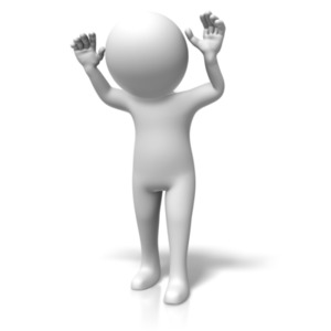 An image of a figure holding up hands in surrender.