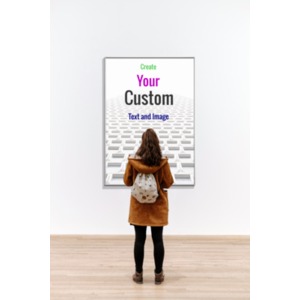 A customizable clipart image of a woman viewing a gallery picture on the wall.