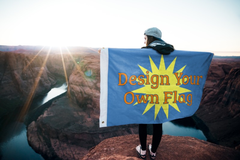 This Presentation Clipart shows a preview of Girl Holding Flag Outside Custom