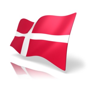 This clip art image shows the Denmark flag at a perspective angle.