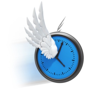 An image of a clock with wings representing &quot;Time Flies&quot;
