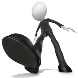 This clip art image shows a figure about to put it&#039;s foot down.