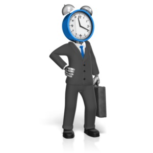 An image of a figure with a clock for a head.