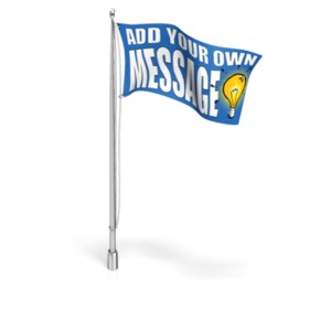 This custom design clip art shows a flag raised at full mast.  You can customize the flag by adding your own text and images using our online customizer.