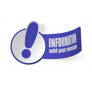 An exclamation mark sticker or label. You can add your own message to the label using our on-line tools.