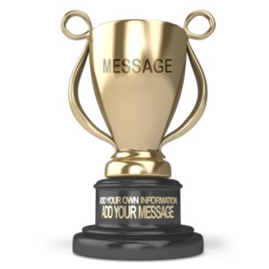 Add your own message to this gold trophy using our on-line tools.