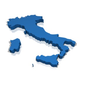 This clip art image shows a 3D perspective of Italy