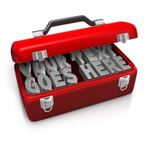 This custom text clip art shows a tool box with two lines of custom text inside.