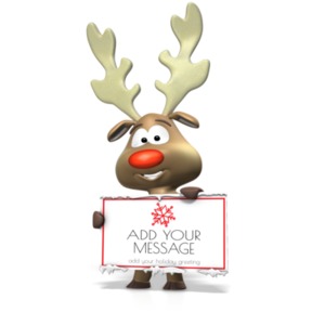 This custom design clip art shows a reindeer holding a custom sign.  &lt;br&gt;&lt;br&gt;You can customize the sign by adding your own text and images using our online customizer.