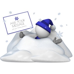 A figure is covered in snow drifts holding a sign in this winter concept. You can add your own message to the sign using our on-line tools.