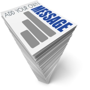 This custom design clipart shows a large stack of papers with the top one being customizable.  You can add your own text and images using our online customizer.