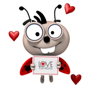 Customize the sign this cute ladybug is holding with your own Valentine&#039;s Day or or other message.