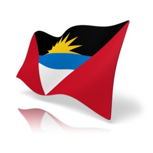This clip art image shows the Antigua and Barbuda flag at a perspective angle.