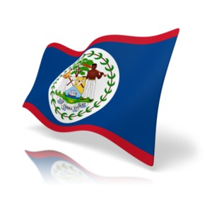 This clip art image shows the Belize flag at a perspective angle.