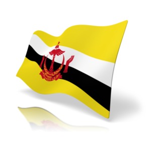This clip art image shows the Brunei flag at a perspective angle.