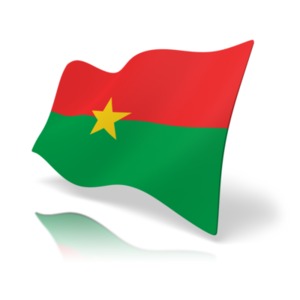 This clip art image shows the Burkina Faso flag at a perspective angle.