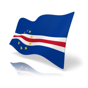 This clip art image shows the Cape Verde flag at a perspective angle.