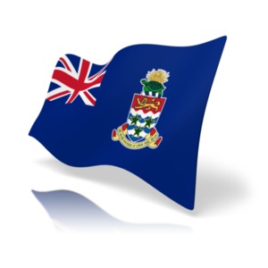 This clip art image shows the Cayman Islands flag at a perspective angle.