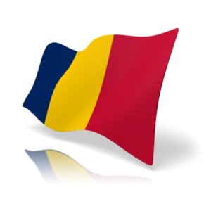 This clip art image shows the Chad flag at a perspective angle.