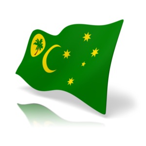 This clip art image shows the Cocos Keeling Islands flag at a perspective angle.