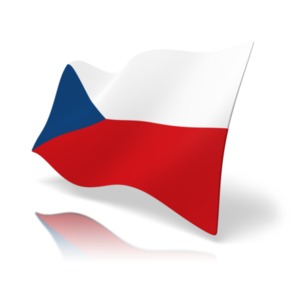 This clip art image shows the Czech Republic flag at a perspective angle.