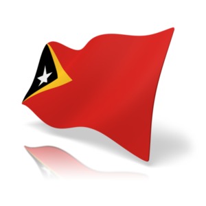 This clip art image shows the East Timor flag at a perspective angle.