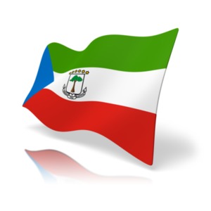 This clip art image shows the Equatorial Guinea flag at a perspective angle.