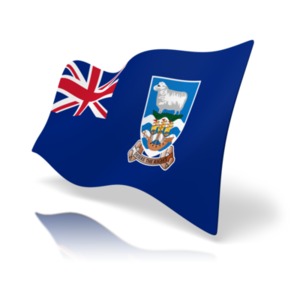 This clip art image shows the Falkland Islands flag at a perspective angle.