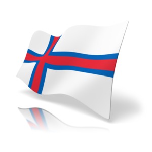 This clip art image shows the Faroe Islands flag at a perspective angle.