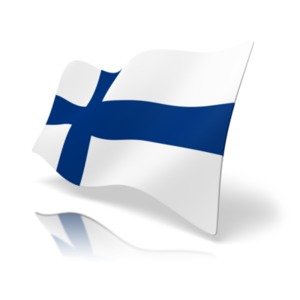 This clip art image shows the Finland flag at a perspective angle.