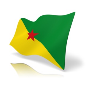 This clip art image shows the French Guiana flag at a perspective angle.