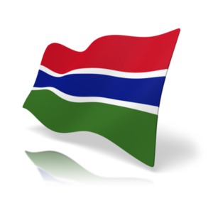 This clip art image shows the Gambia flag at a perspective angle.
