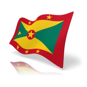 This clip art image shows the Grenada flag at a perspective angle.