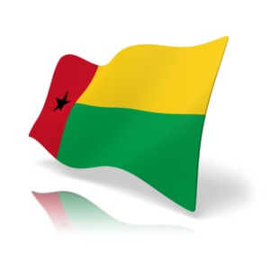 This clip art image shows the Guinea-Bissau flag at a perspective angle.
