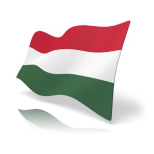 This clip art image shows the Hungary flag at a perspective angle.