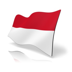This clip art image shows the Indonesia flag at a perspective angle.