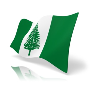 This clip art image shows the norfolk island&#039;s flag at a perspective angle.