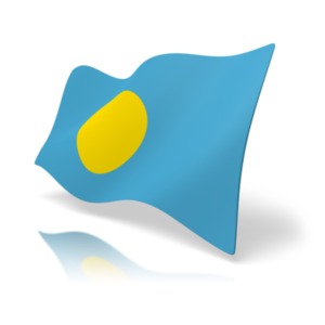 This clip art image shows the palau flag at a perspective angle.